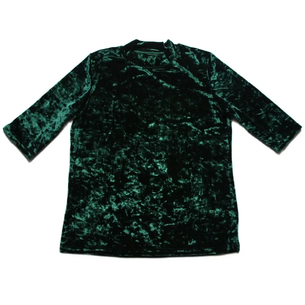 T-shirt manches mi-longues en velours pour femmes, Vintage, décontracté, à la mode, Harajuku