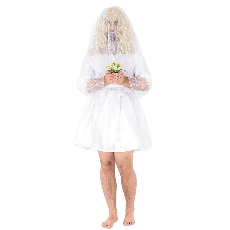 Déguisement de Mariée Fugitive pour Homme, Costume de Fête de Bachelorette, Tenue Amusante pour Adulte, Déguisement de Mariage pour Halloween
