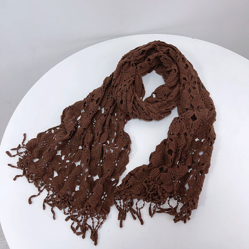 Écharpe en tricot au crochet pour femme, dentelle douce et polyvalente, protection du cou, printemps et automne