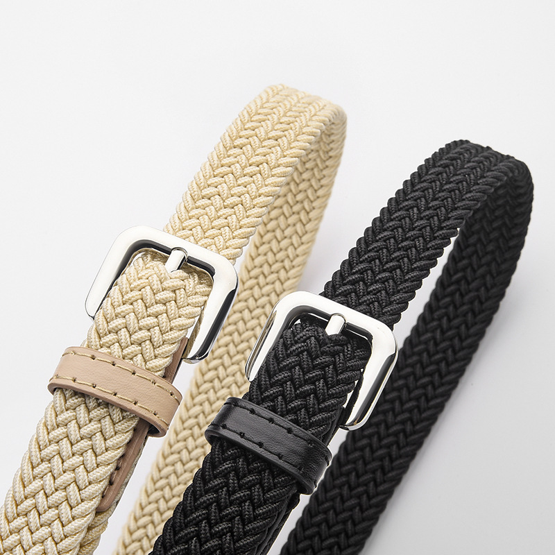 Ceinture de taille en toile décontractée pour enfants, garçons et filles, pantalons décoratifs, tissage élastique, boucle d'aiguille, ceinture en cuir
