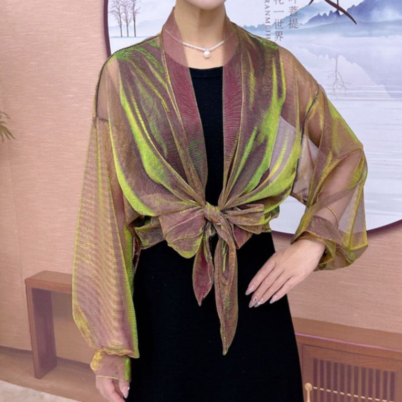 Cardigan d'été à manches longues pour femmes, chemise de protection solaire, manteau en fil de filet, vêtements pour femmes, mode coréenne, document solide, élégant