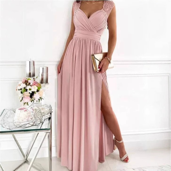 Robe longue d'été sexy sans manches pour femme, dos nu, élégante, en dentelle, moulante, pour demoiselle d'honneur, soirée, maxi robes, Vestidos