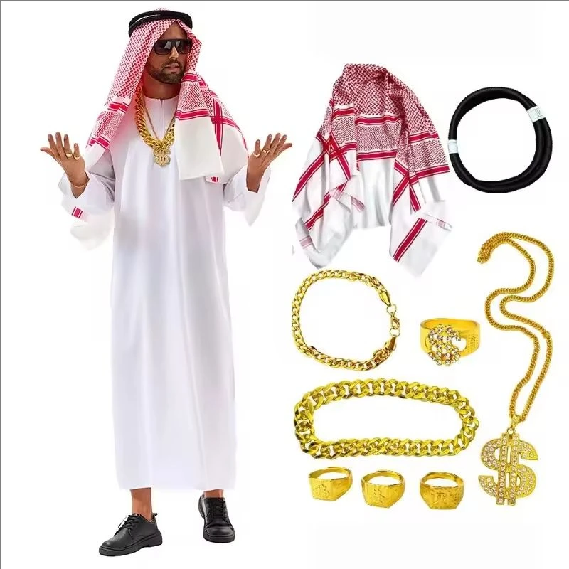 Nouveau Costume de Prince Arabe Riche de l'Émirat Arabe, Costume de Jeu de Rôle Adulte, Fantaisie, Halloween, Carnaval, Vente Chaude