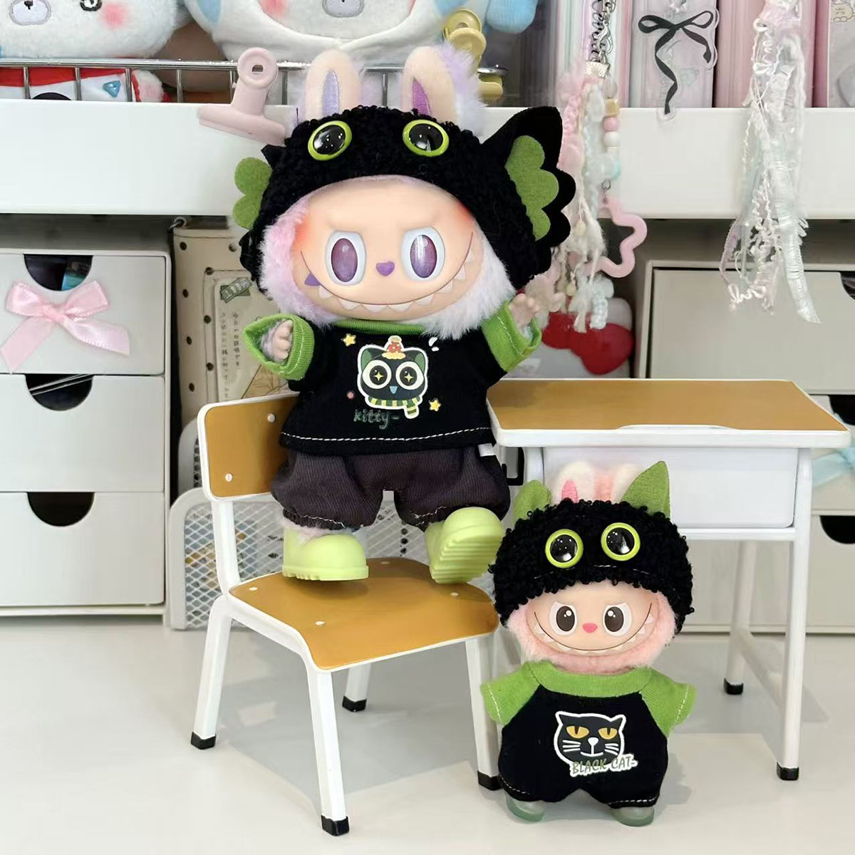 [Pas de poupée] vêtements de poupée en peluche Luo Xiaohei ensemble Parent enfant pour vêtements de poupée Labubu bricolage vêtement costume accessoires