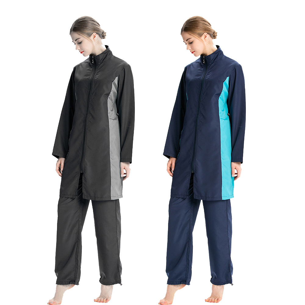 Maillots de bain imprimés imperméables pour femmes, Hijab islamique, vêtements de plage à glissière, maillots de bain musulmans, Burkinis amples, maillots de bain