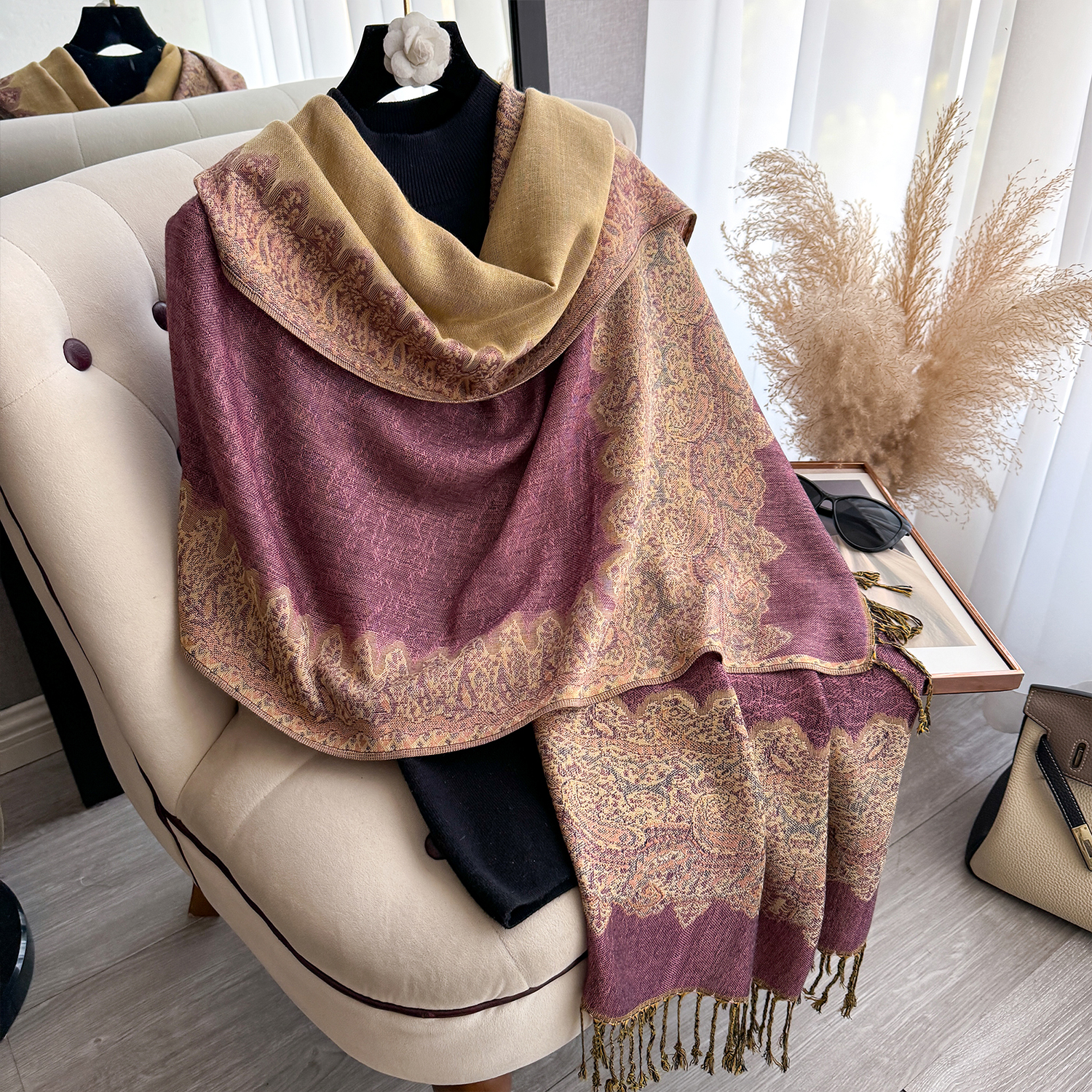 2025 gland couverture conception épaisse Pashmina nouvel hiver chaud doux châle enveloppement imprimé écharpe femmes résistant au froid foulard Poncho étoles