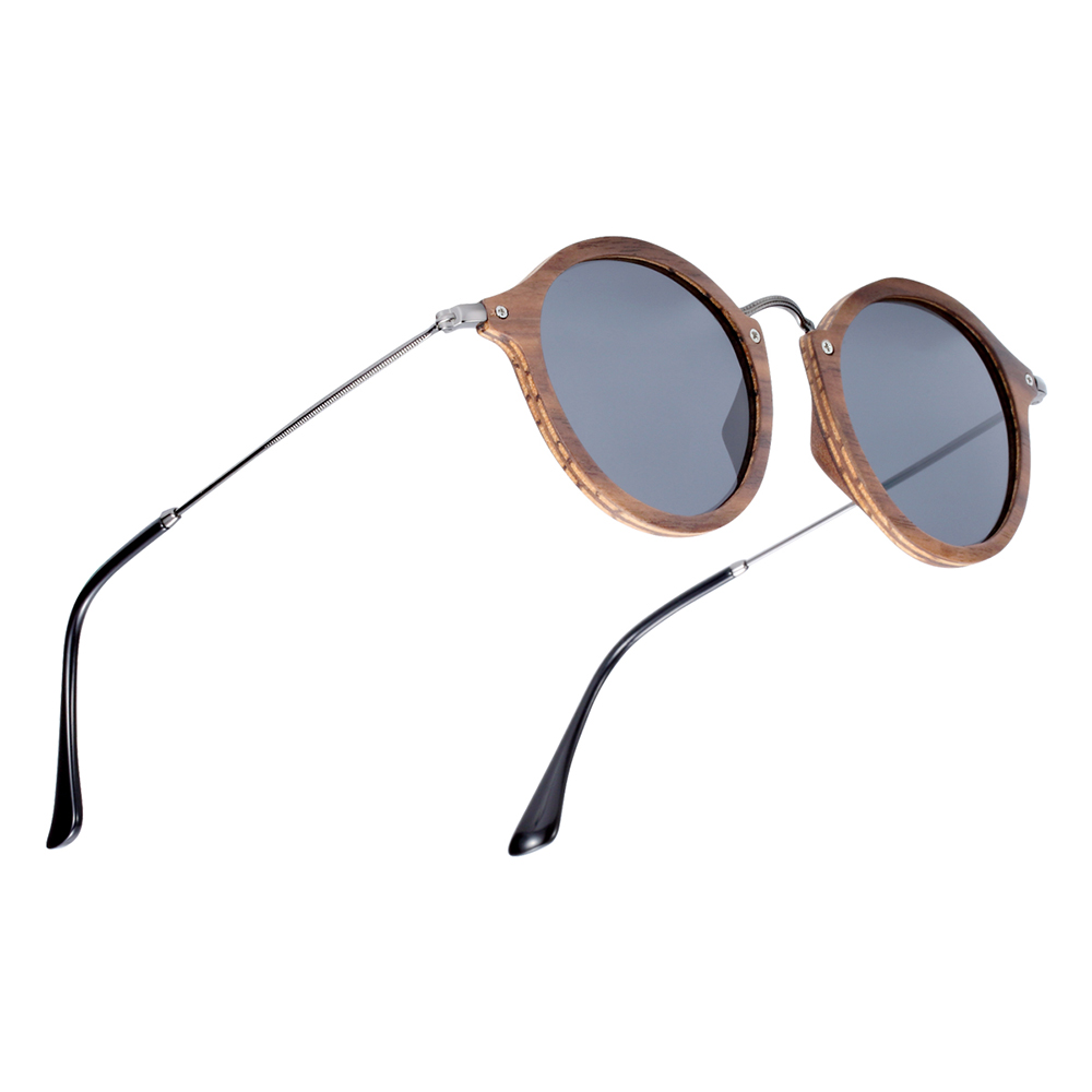 Lunettes de soleil rondes en bois faites à la main pour femmes et hommes, lunettes de soleil polarisées, protection UV400, design de marque rétro, mode