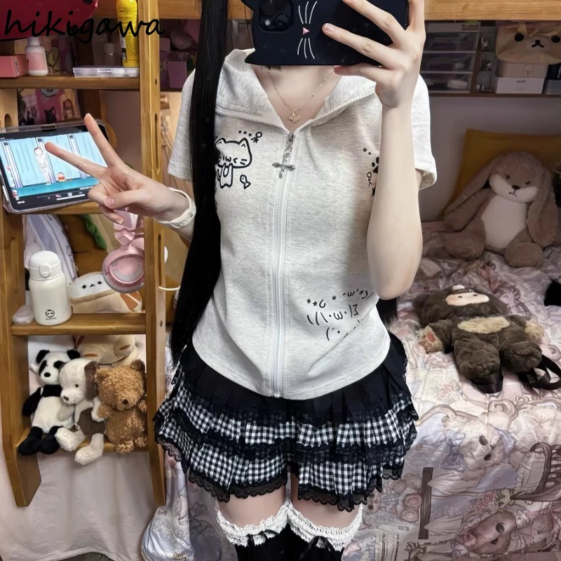 Mini jupes japonaises pour femmes, Streetwear, Patchwork en dentelle, Plaid Saia 2025, ligne a, mode Punk Y2k