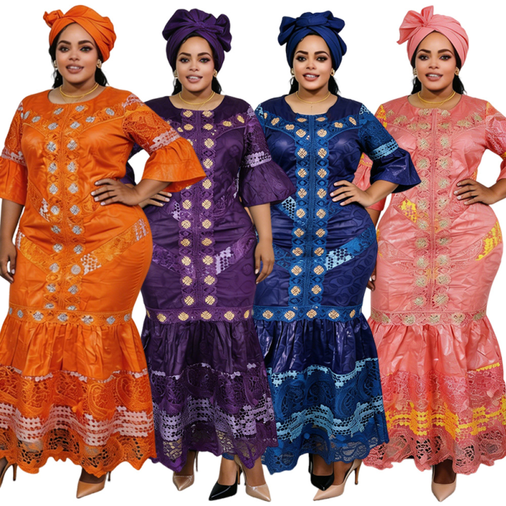 Robes longues de soirée africaines pour femmes grandes tailles, nouvelle collection de luxe, broderie Bazin, robe élégante, robe de mariée musulmane turque, robe de soirée 2026