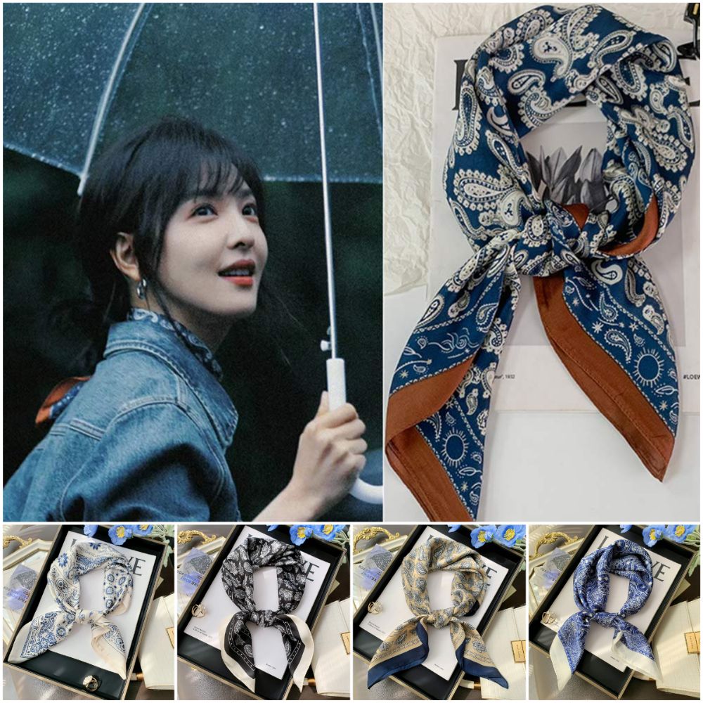 Foulard carré élégant en soie, motif floral, sac à main enveloppant la tête, mouchoir Double face 70x70cm pour femmes
