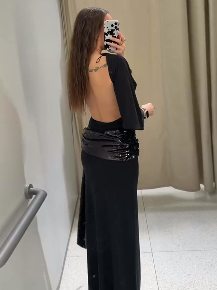 Robe de soirée froncée pour femmes, Sexy, élégante, Slim, col rond, taille cintrée, Maxi, hiver, 2025