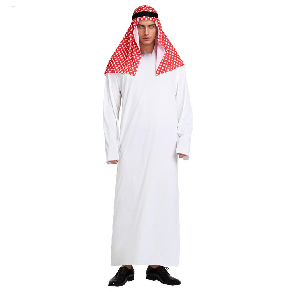 Vêtements de scène pour hommes adultes, Prince arabe blanc, robe de scène de spectacle arabe, foulard rouge, Style dubaï, coût de fête du commerce occidental