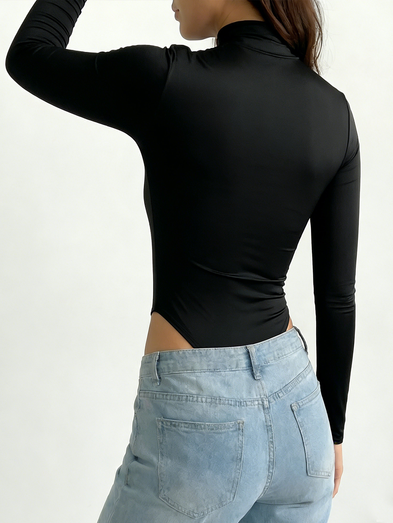 Robe une pièce à manches longues pour femmes, taille plus - style basique tendance, vêtement moulant - tenue de danse, pantalon une pièce