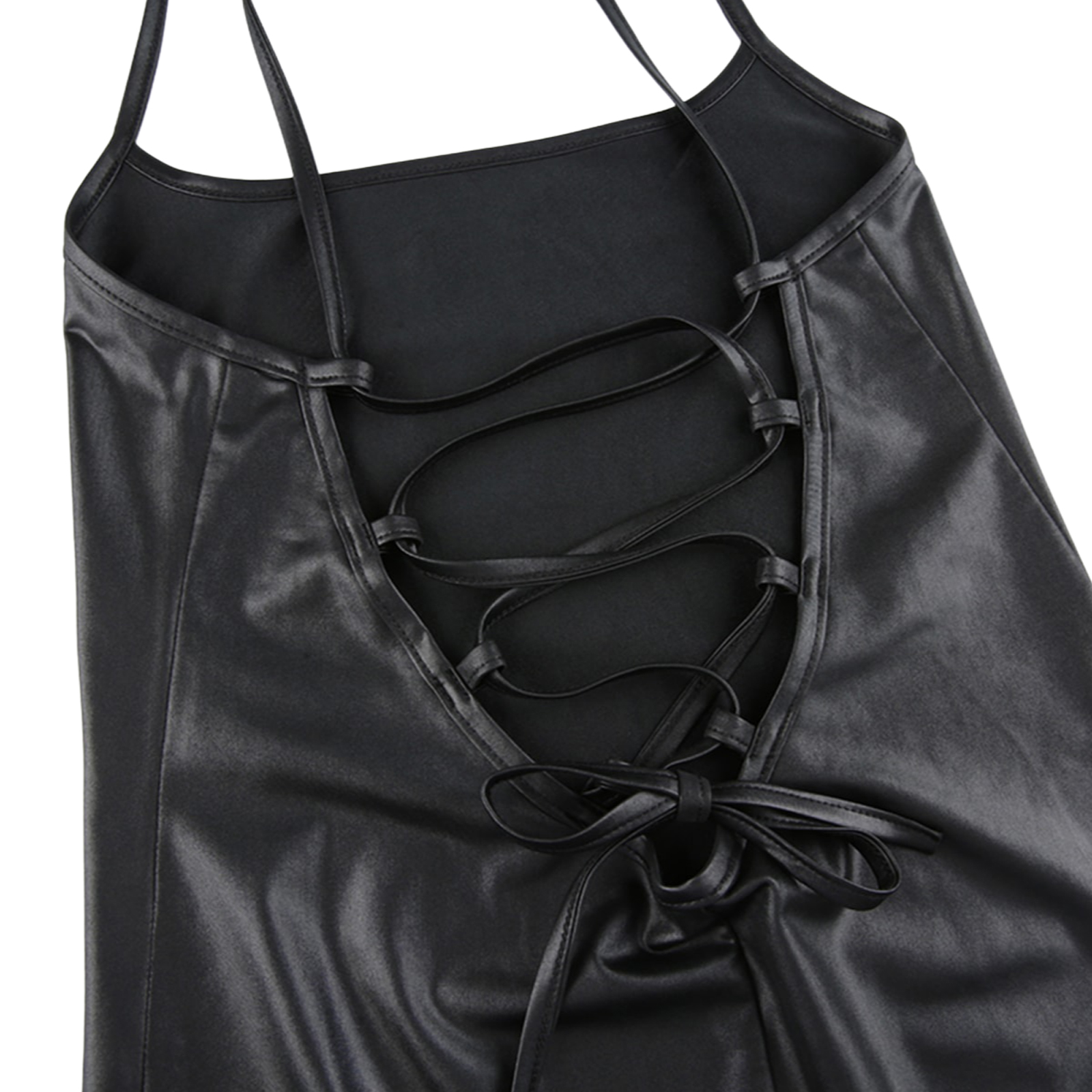 Femmes Sexy jarretelle mi-longue robe moulante mode couleur unie en cuir pansement dos nu maigre robe fendue pour femme Mujer