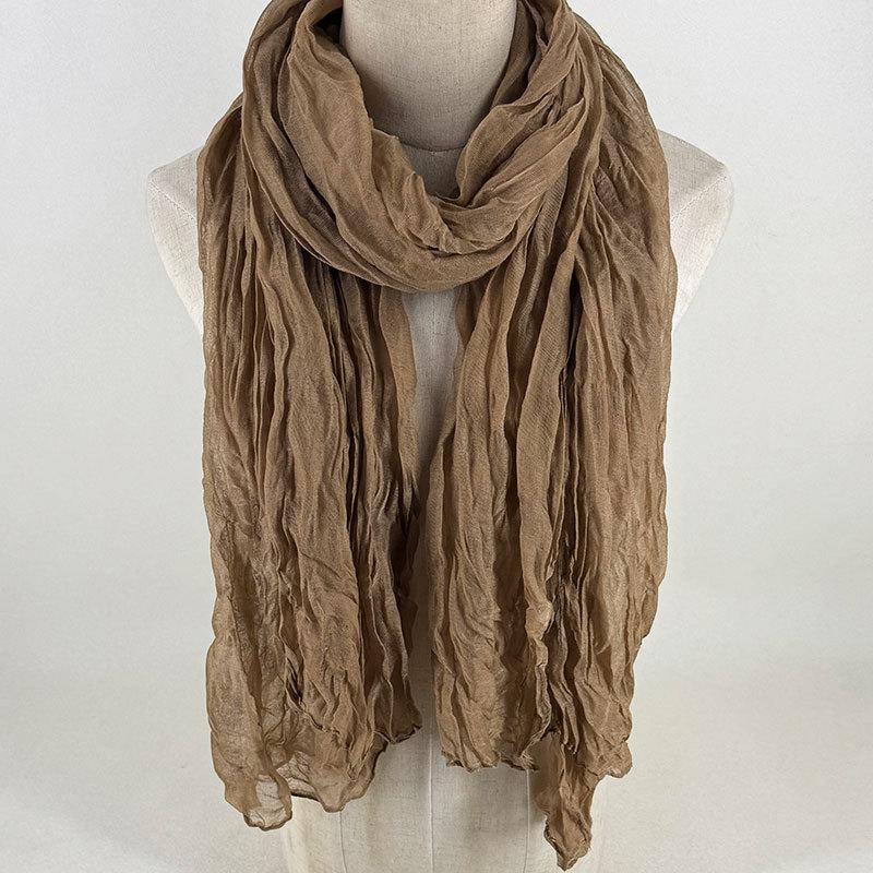 Écharpes longues de 175 cm pour femmes, écharpe en coton et lin doux, respirante et confortable, châle pour l'automne et l'hiver, écharpe unie de couleur unie