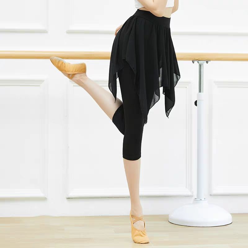 Mini jupes de danse en mousseline de soie pour femmes, vêtements d'entraînement de ballet irréguliers, jupe noire, taille élastique, Y2K, Harajuku, nouveau