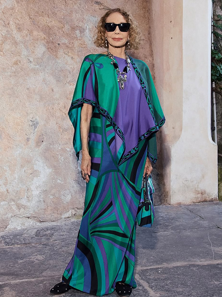 Ensemble Robe Imprimée Femme Deux Pièces Tenue de Vacances Cape Châle Haut Robes Longues Effet Soie Coordonné Plage Vêtements d'Été Femme