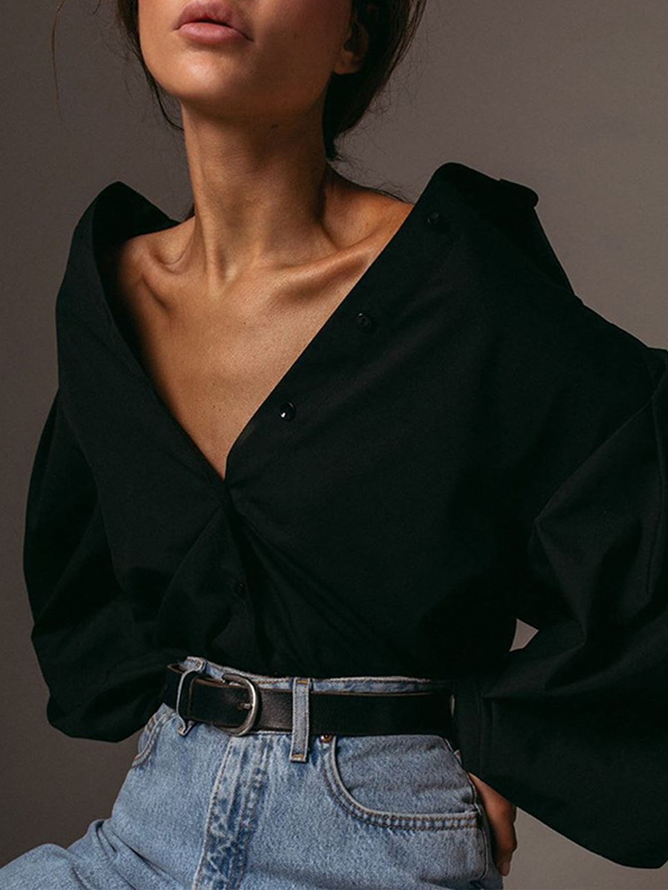 Chemisiers et chemises sexy pour femmes, hauts élégants pour les soirées d'été, vêtements pour femmes, chemise blanche et noire, style décontracté, coupe ample, manches longues.