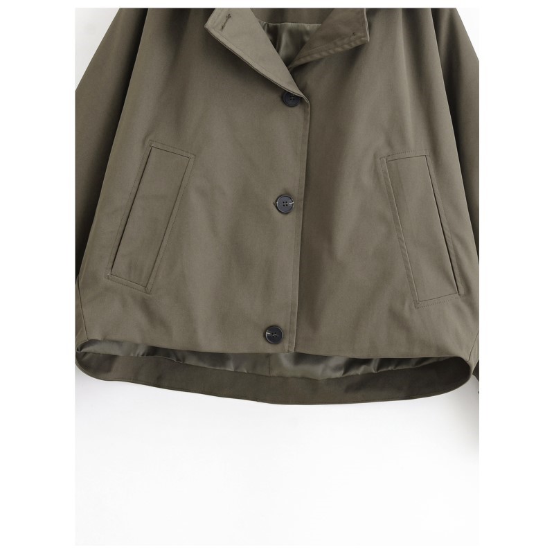 Veste coupe-vent à capuche style cape pour femme, décontractée, col à revers, manches longues, simple boutonnage, mode, coupe ample