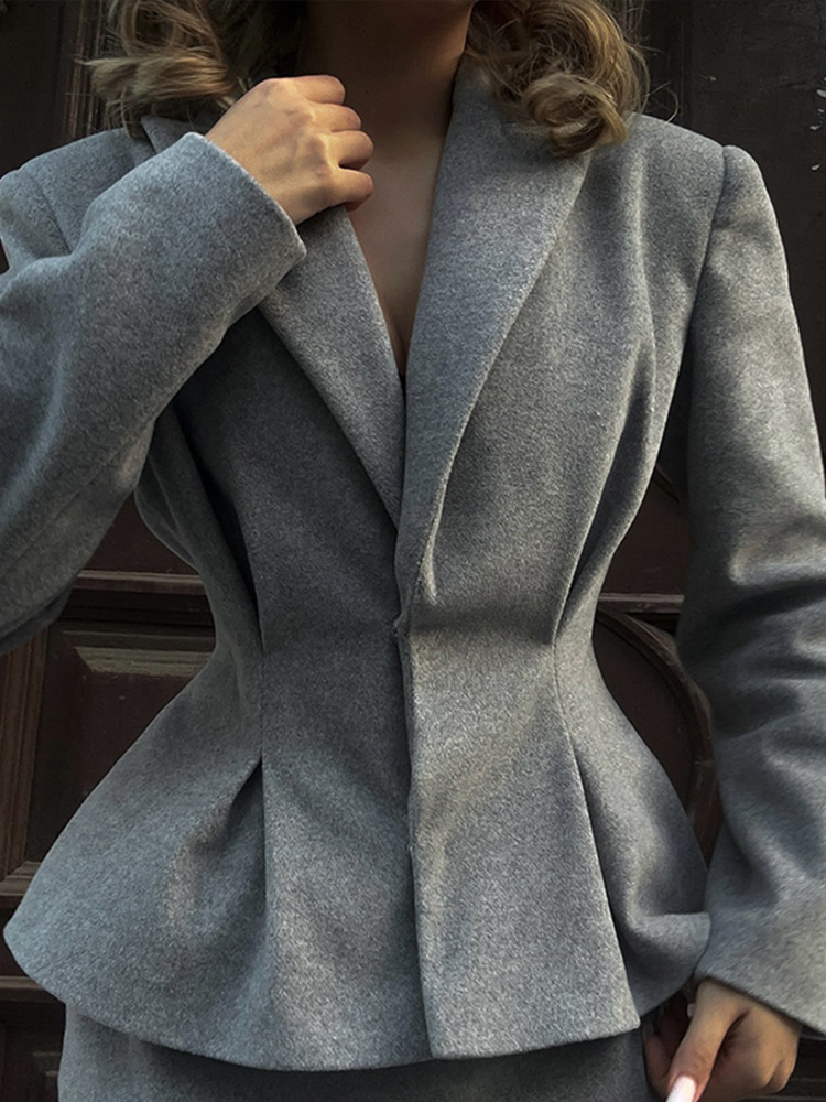 Ensemble 2 pièces élégant plissé pour femme, manteau à manches longues, jupe longue, taille haute, mince, tenue pour femme, mode printemps, 2025