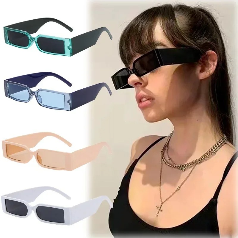 Lunettes de soleil unisexes rectangulaires petites, nouvelle tendance 2026, protection UV400, anti-reflets, style hip-hop vintage, monture noire, lunettes de mode