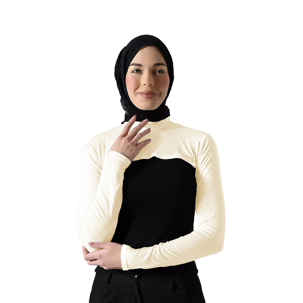 Maillot Modal à manches longues pour femme, Hijab musulman, couverture de bras Long, haussement d'épaules élastique, protection solaire, vêtements islamiques