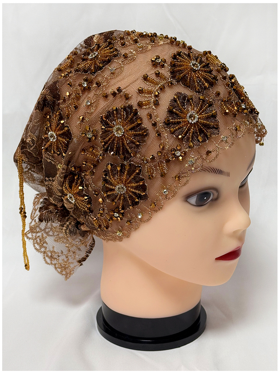 Couvre-tête en tissu maille brodé à la main, chaîne de perles suspendues, chapeaux acryliques, dubaï, nouveau chapeau de culte arabe musulman, 2026