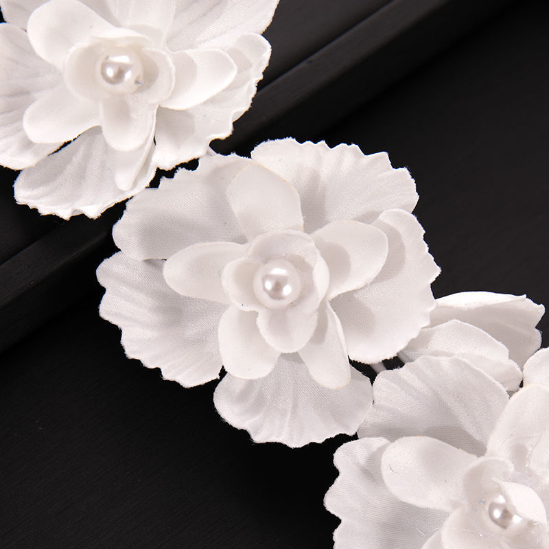 Pince à Cheveux Élégante en Forme de Fleur Blanche pour Femme et Fille, Accessoire Capillaire, Fait à la Main, avec Perles, Exquis