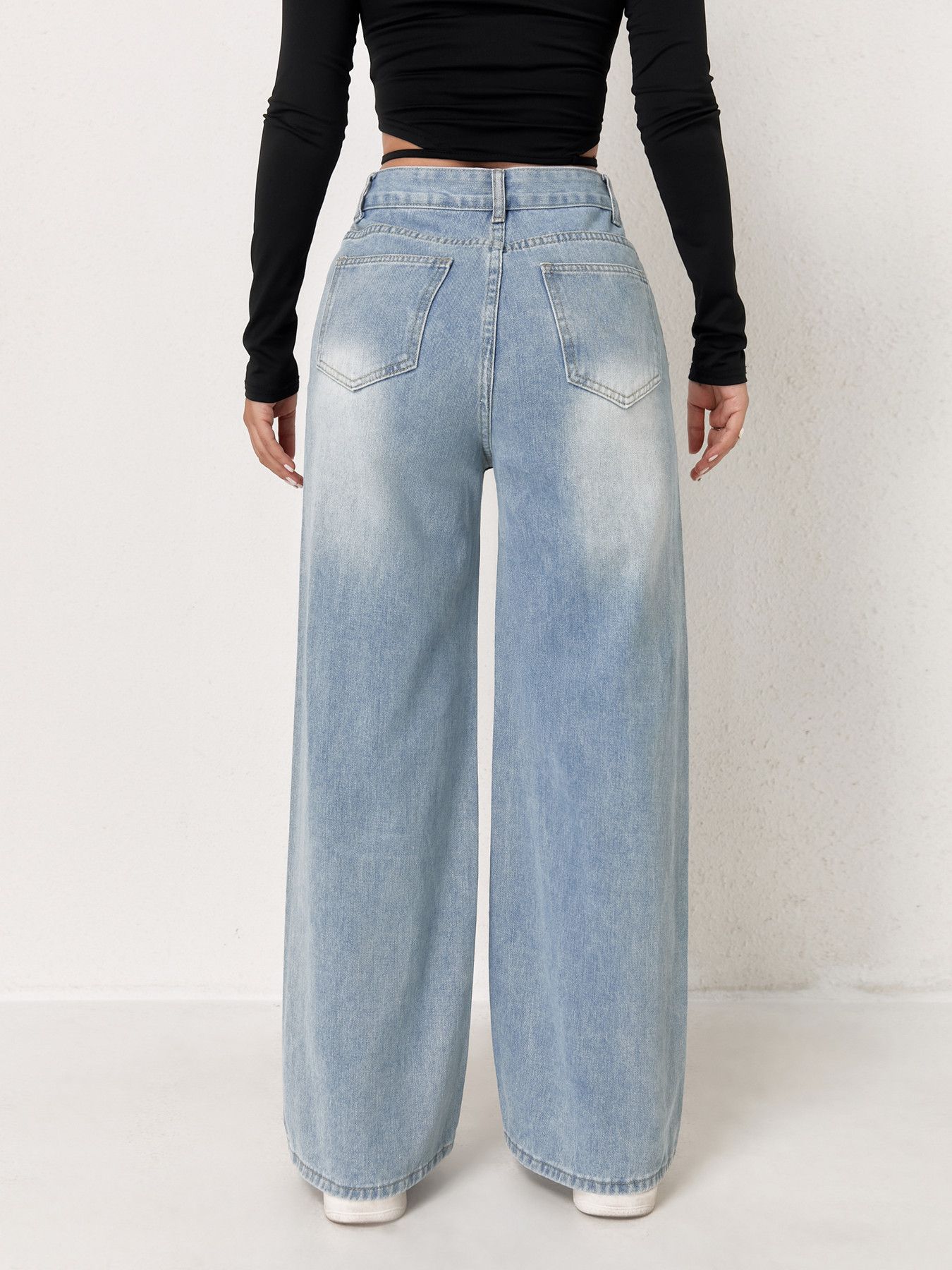 Jean pour femme Y2k, vêtements bleu clair, jambes larges, pantalon en Denim, ample, mode Simple, extensible, gratuit, quatre saisons, populaire, décontracté