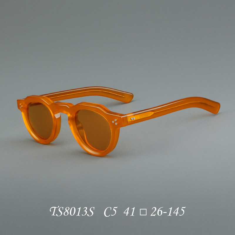 Chic rétro Rivet petit rond acétate lunettes de soleil polarisées femmes hommes Premium ovale blanc écaille de tortue Orange vert nuances de soleil