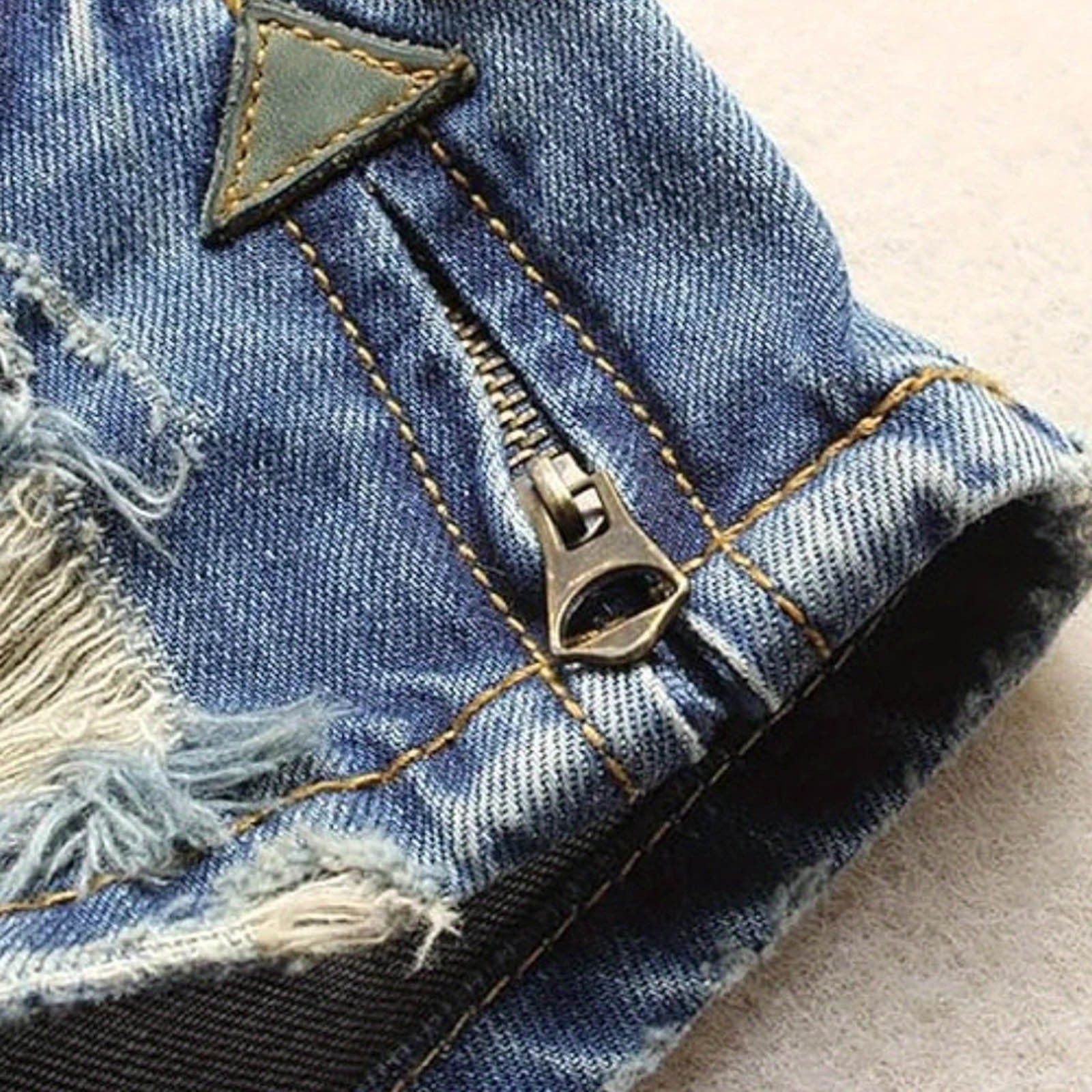 Shorts en jean délavé vintage pour femme, coupe ample, jambe large, déchirés, style décontracté, pour l'été, la plage et les occasions décontractées