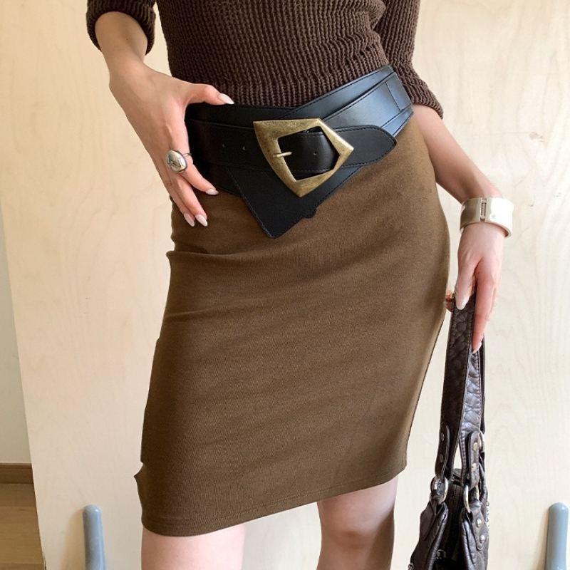 Ceinture pour femme, ceinture marron pour femme, ceinture large marron, ceinture rétro cintrée pour affiner la silhouette, à porter avec une jupe, accessoires pour jeans