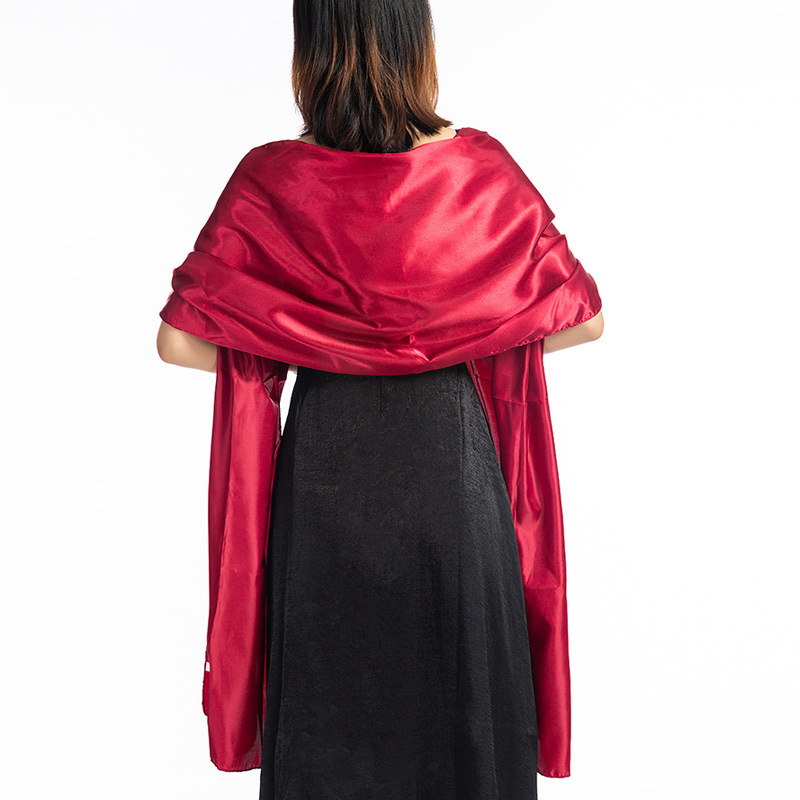 Robe de soirée longue en Satin pour femmes, foulard de protection du cou, Bandana, cape de fête, châle chaud, Hhijab, Q63