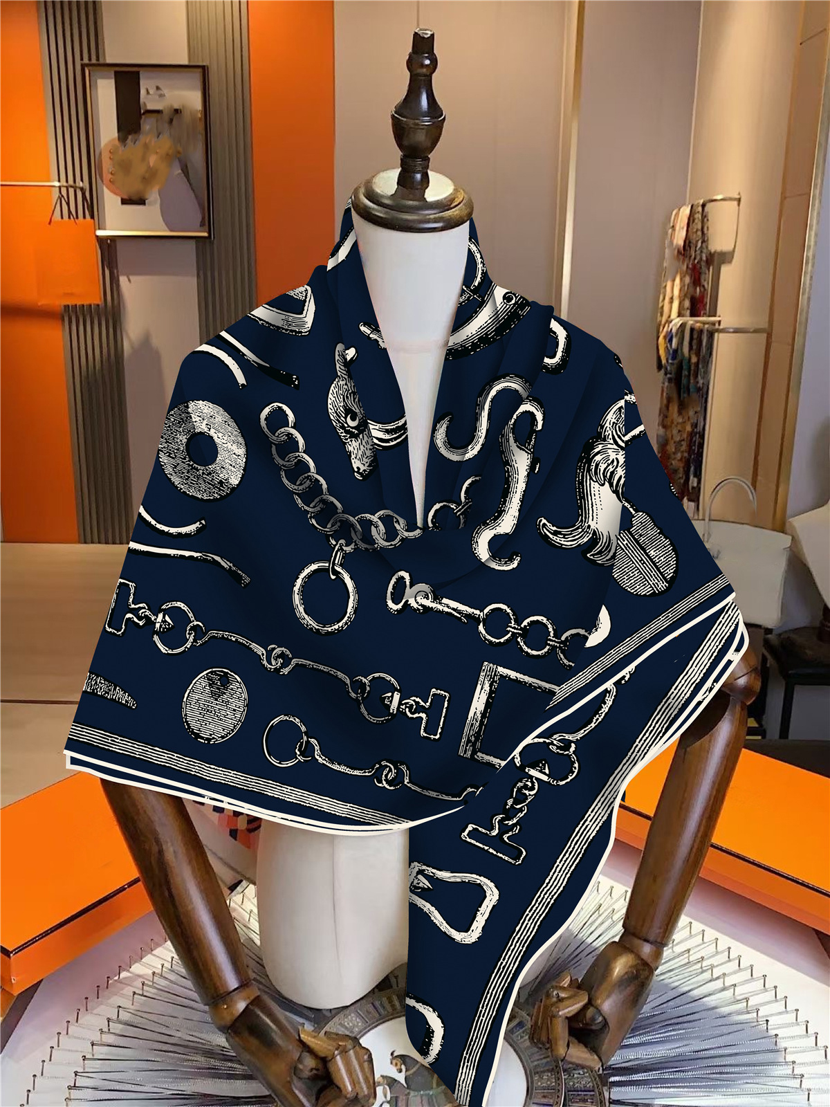 130 cm 30% soie 70% cachemire carré écharpe châle grande écharpe d'hiver femmes marque de luxe imprimé foulards enveloppes Pashmina Hijab