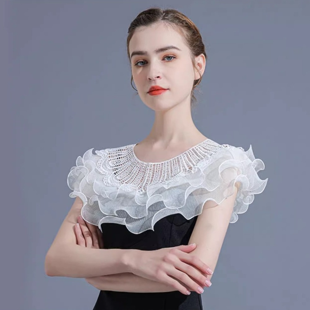 Châle fin en dentelle à volants, élégant, pour femme, protection solaire, idéal pour mariage, soirée ou comme cape de robe