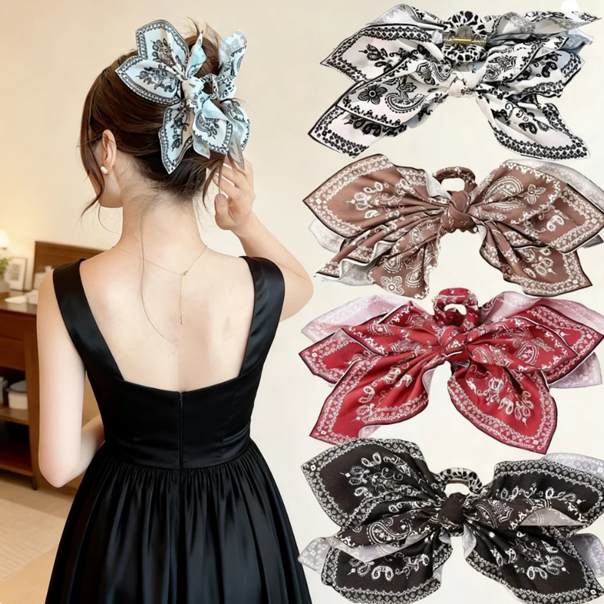 Pince à cheveux rétro à motif floral en forme de noix de cajou, accessoire capillaire français tendance, idéal pour le quotidien et les tenues décontractées des femmes