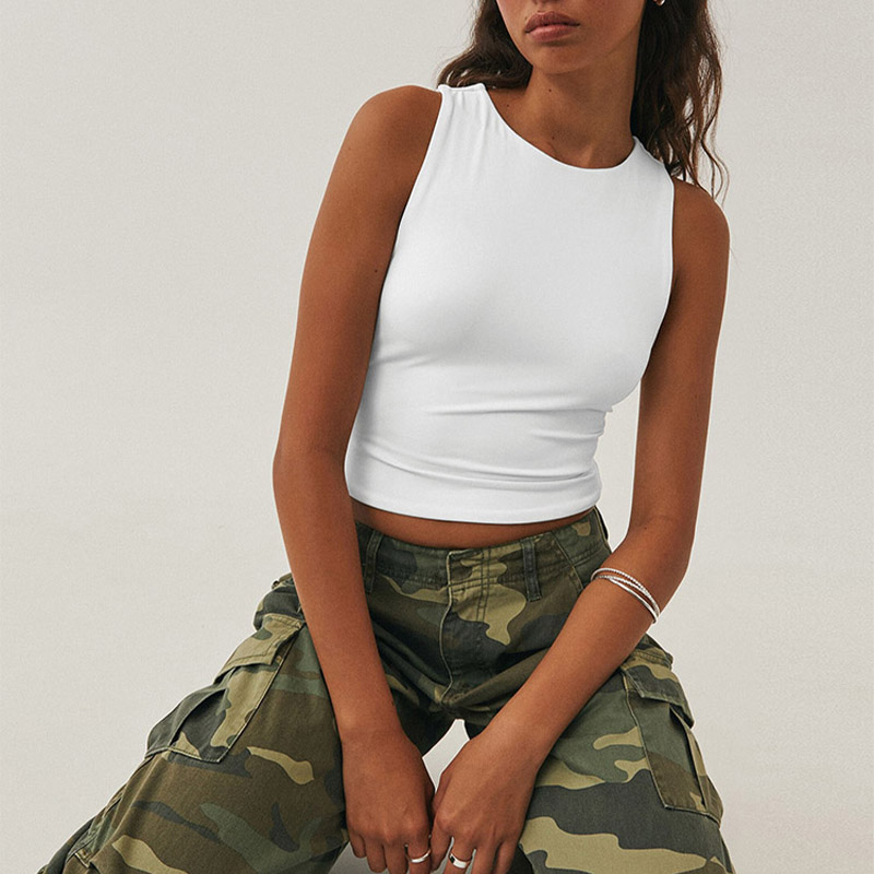 Chemise sans manches à fond serré avec haut dos nageur à col rond
