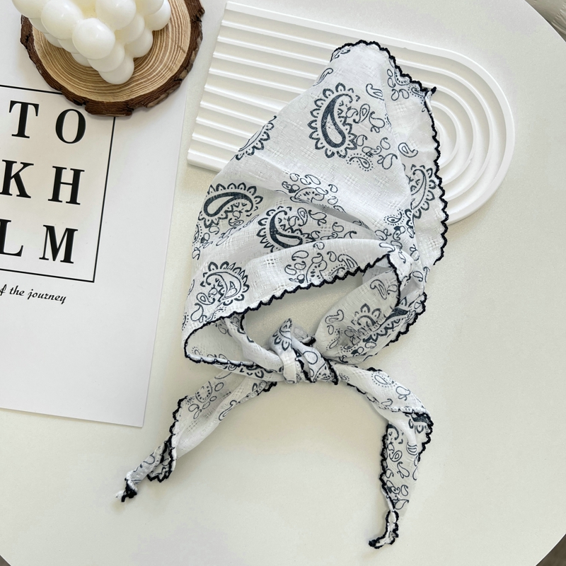 2025 fleur cou écharpe châle été Triangle cheveux tête enveloppement bandeau mouchoir cheveux cravates Bandanas cheveux ruban pour les femmes