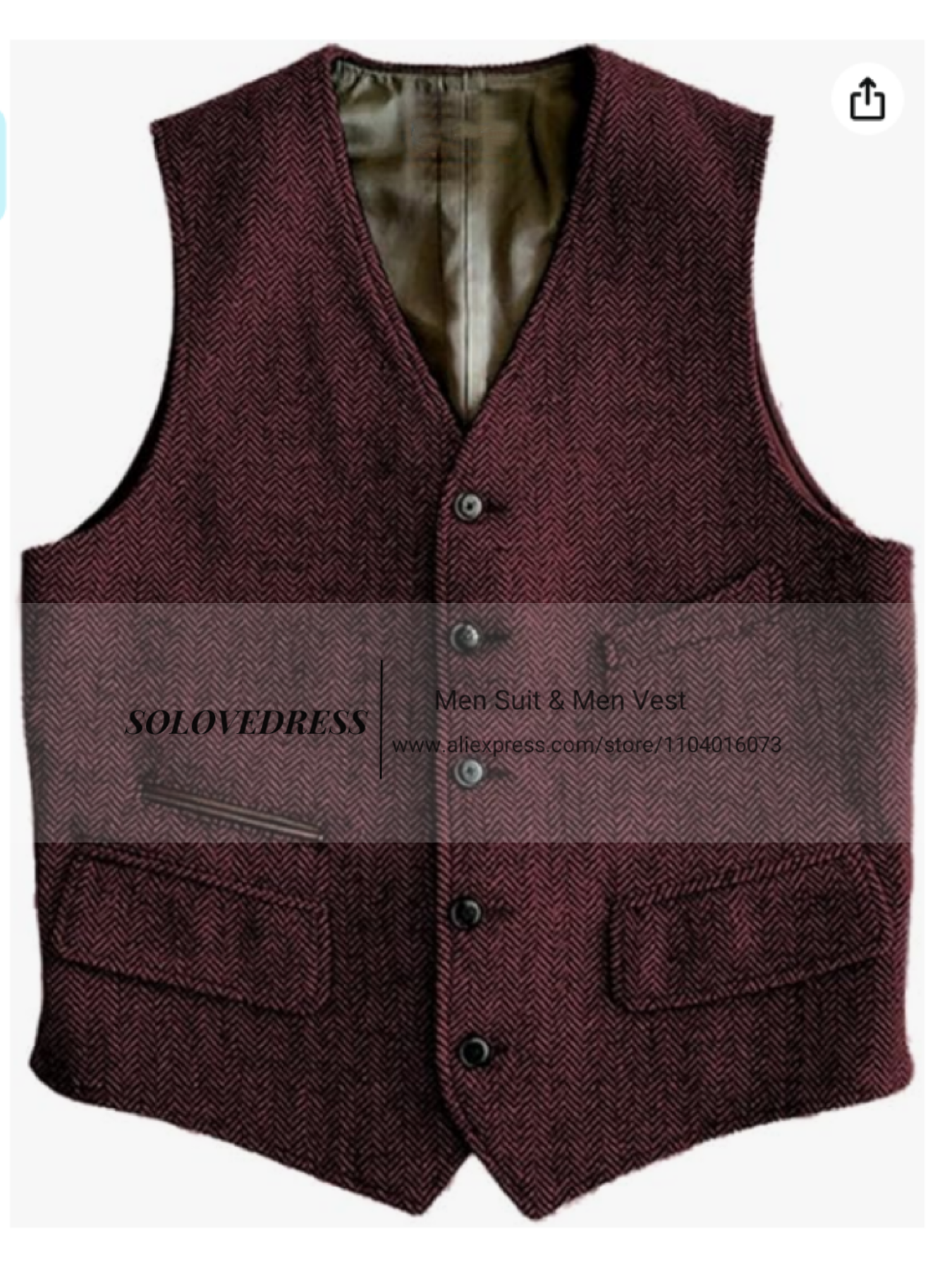 Gilet pour hommes coupe ajustée costumes gilet à chevrons Tweed cran revers laine affaires gilet décontracté Grossmen pour mariage