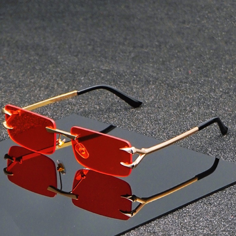 Lunettes carrées décontractées sans cadre en métal pour hommes et femmes, accessoires décoratifs légers pour les activités décontractées