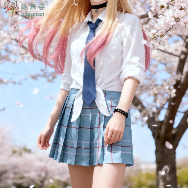 Anime Dressing Man Falling In Love Cos Hitokawa Hai Dream JK Uniformes Scolaires Costumes Cosplay Costumes Fille Halloween Costumes Fantaisie Spectacle De Scène Jeunesse Beau Classique Chemise Blanche Avec Cravate Bleu