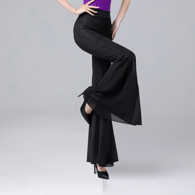 Pantalon évasé élégant pour femmes, jambes larges, pour salle de bal latine, danse du ventre, Costume de spectacle de pôle danse
