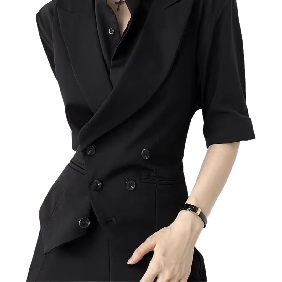 Gilet de costume croisé pour homme, style britannique rétro, décontracté et professionnel, couleur unie, coupe ajustée, tendance, en fibre de polyester