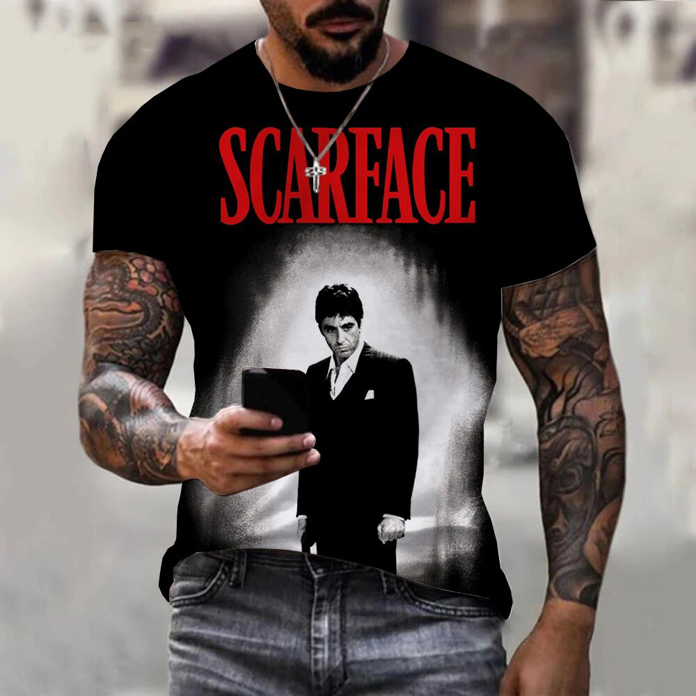 T-shirt pour homme Scarface Classic Movie, imprimé 3D, sport, séchage rapide, respirant, streetwear, Harajuku, décontracté, mode, manches courtes