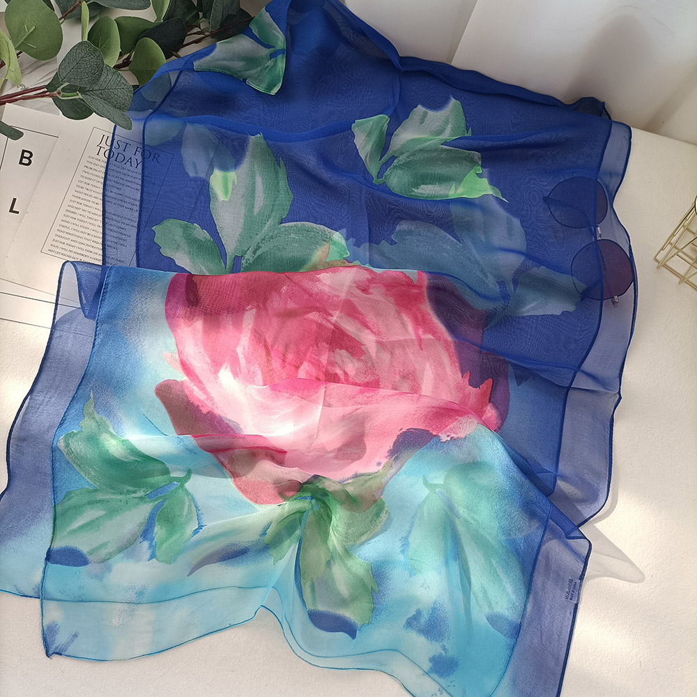 Joli Foulard Rose dégradé pour femmes, élégant, en mousseline de soie, Georgette, Bandana, été, plage, voyage, Protection solaire