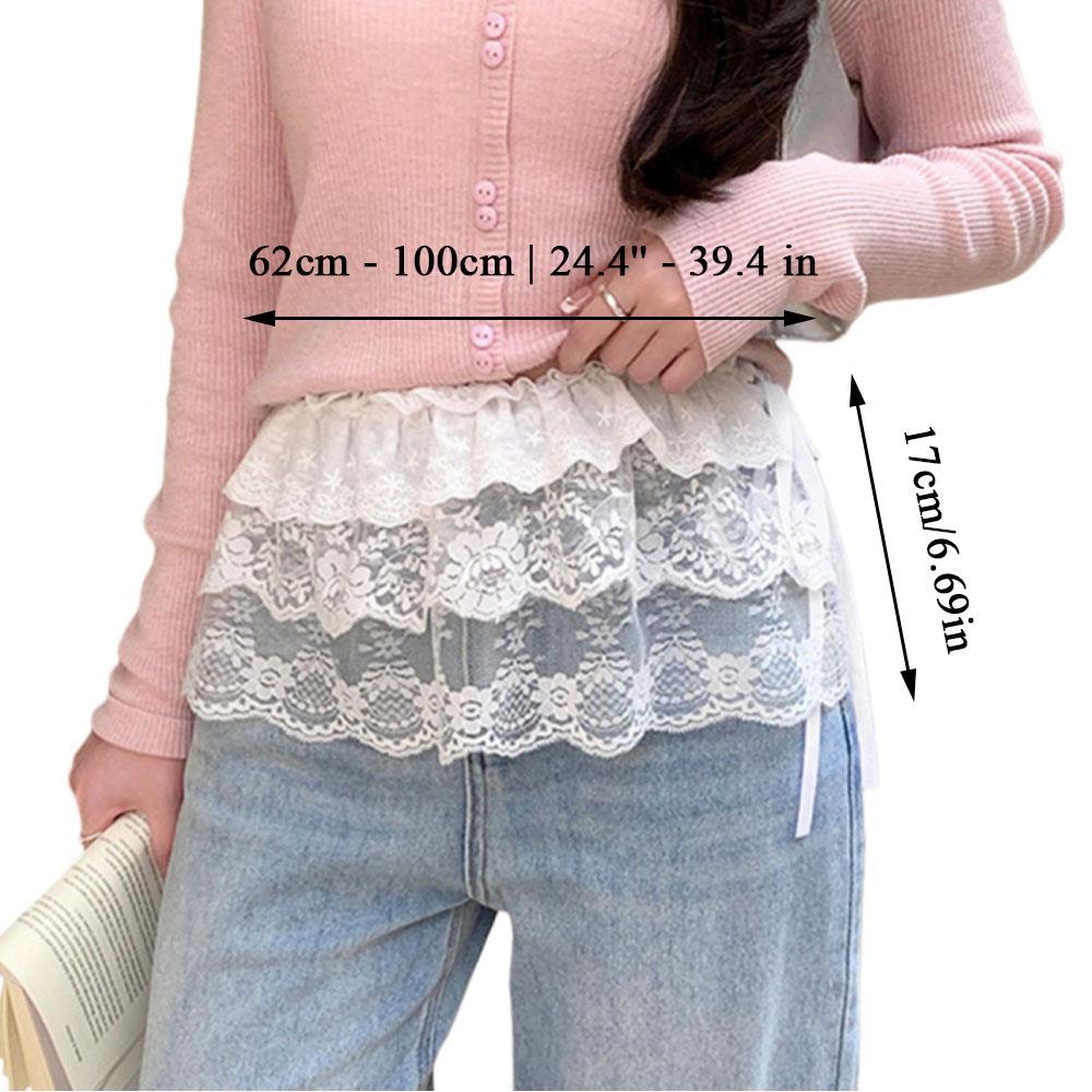 INS Lolita jupe courte Y2k blanc à volants une pièce ceinturée superposition dentelle jupe à lacets empilée jupe portefeuille jupe décorative superposée