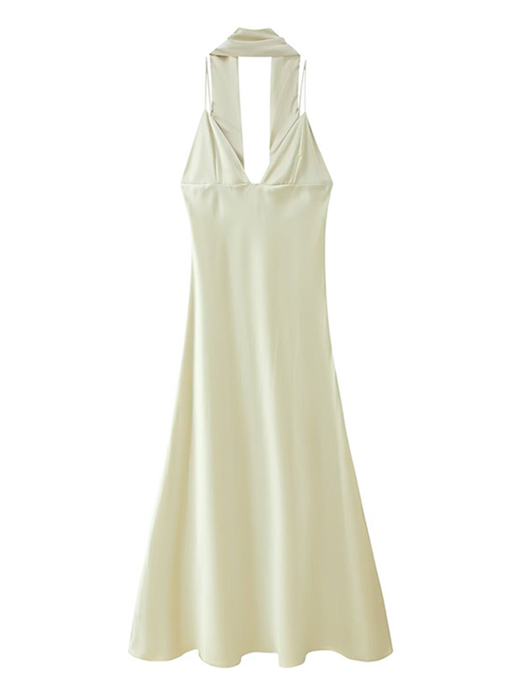 Robe longue marron Sexy pour femmes, élégante, épaules dénudées, dos nu, sans manches, mode d'été, nouvelle collection 2025, Robes de plage