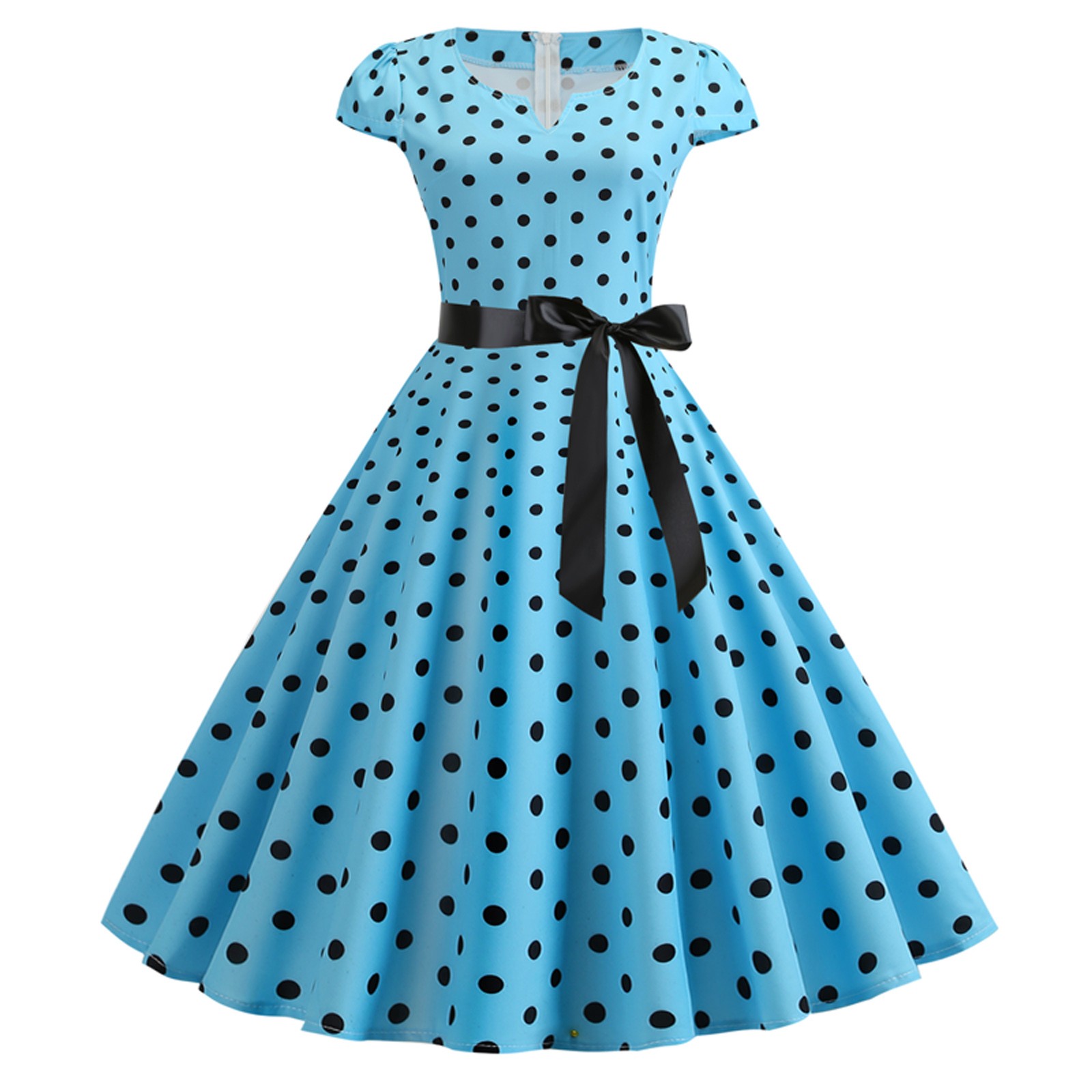 Femme robes rétro Audrey Hepburn années 1950 60 Rockabilly à pois imprimé nœud papillon Pinup Robe de bal Robe de soirée Robe robes
