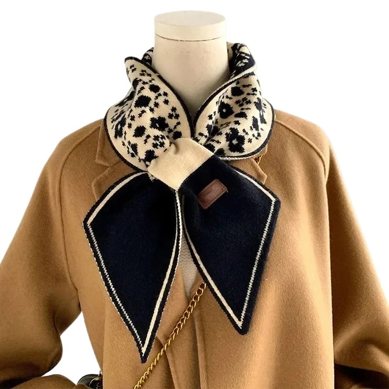 Écharpe chaude en cachemire pour femmes, Foulard à carreaux tricoté, longs et slim, petits foulards Bandana féminin