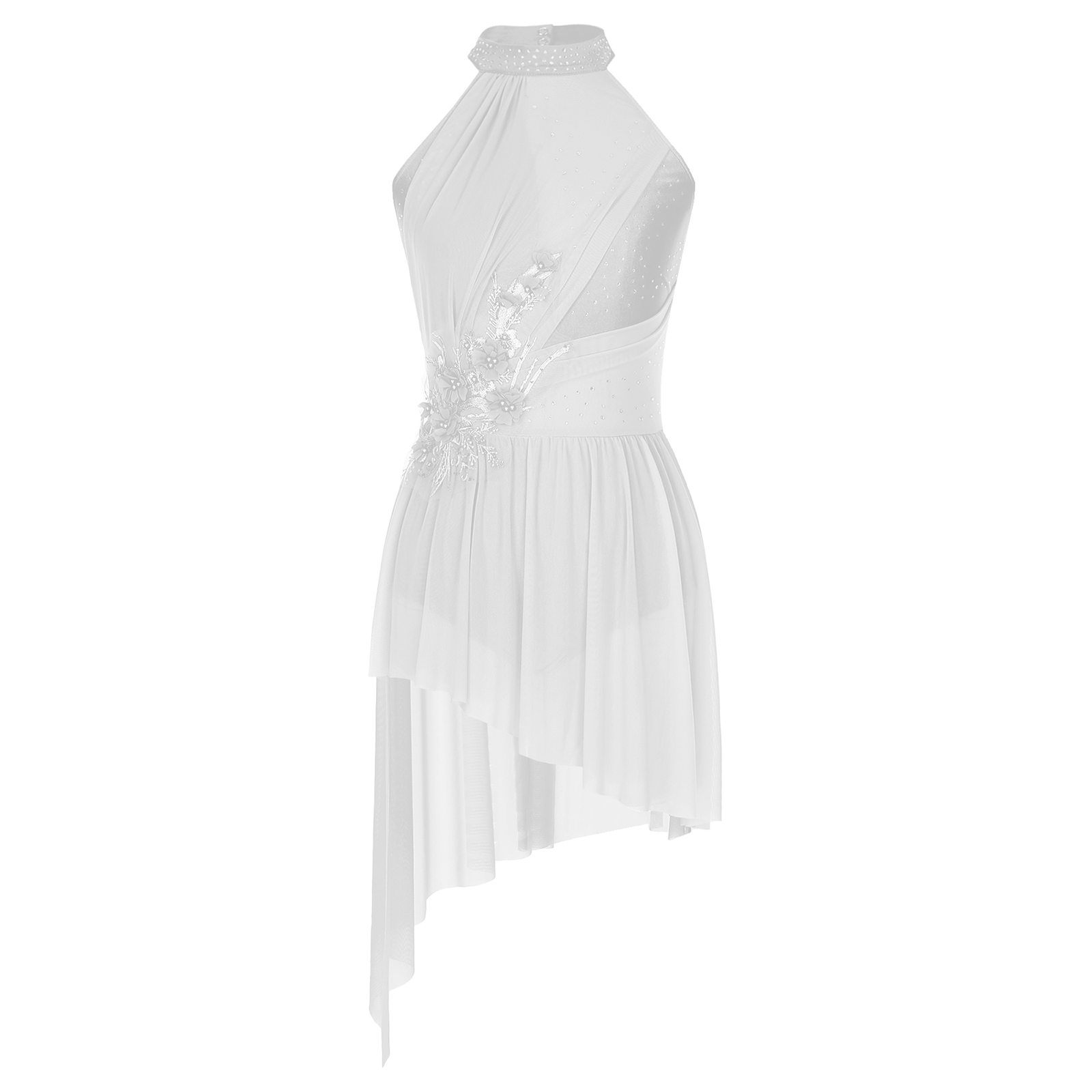 Robe de patinage artistique avec des appliques pour femmes, justaucorps de danse de Ballet lyrique moderne, Tutu brillant avec strass, vêtements de danse pour spectacle de gymnastique